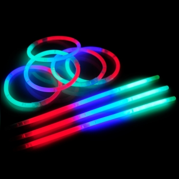 100 Pulseras luminosas fiesta, glow, tricolor