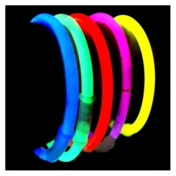 100 bracelets lumineux partie lueur 1 couleur, différentes couleurs disponibles