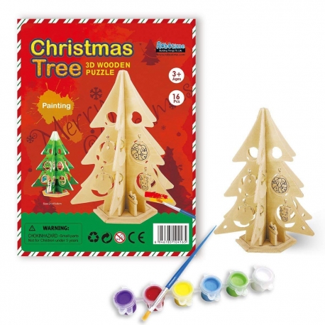 DIY Árvore de Natal 3D Puzzle de madeira para pintar