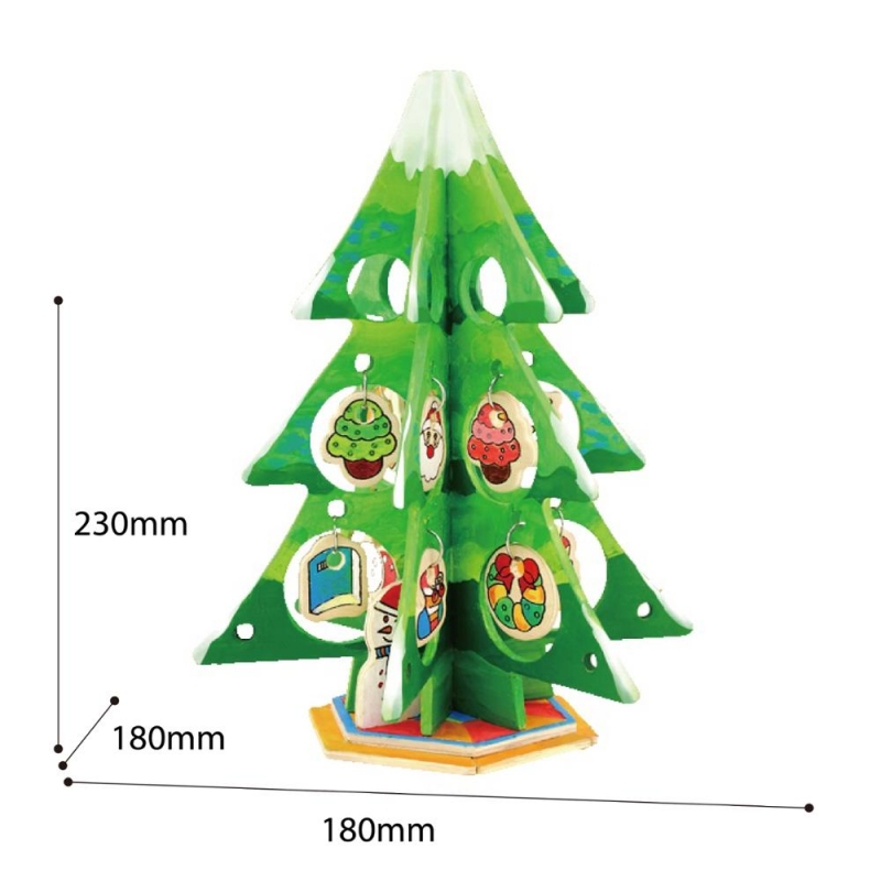 3D 18pc CHRISTMAS XMAS TREE PUZZLE TOY Wood Wooden 
