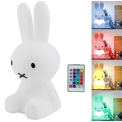 Lampe LED RGB pour enfants 'Rabbit' 28cm, commande rechargeable et batterie