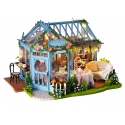 DIY Miniature Greenhouse Garden Tea House 3D Puzzle with Light and Music