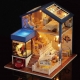 DIY Casa Duplex Miniatura com Piscina Quebra-cabeça 3D Luz e Música