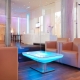 Table d’hospitalité illuminée avec la lumière DEL, RGB, sans fil, Studio