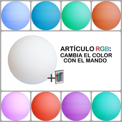 Bola con luz Led 16 colores 2 sistemas: solar y batería eléctrica recargable