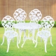 Set table et chaises d'extérieur et de jardin Mobilier en aluminium blanc haute résistance, artisanale, européenne.