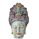 Sculpture Head of Woman Goddess Oriental Crown Flowers Balinese Decoration