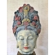 Escultura Cabeza de Mujer Diosa Oriental Corona Flores Decoración Balinesa
