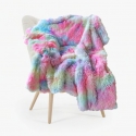 Fur Blanket 130x160 cm for Sofa, Shearling, Soft, Double Sided, Fantasy, Rainbow