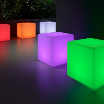 Cubo led 40 cm, luz 16 cores, portátil, recarregável