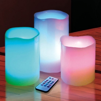 Bougies LED, vraies bougies de cire, RGB, avec contrôle, pack 3
