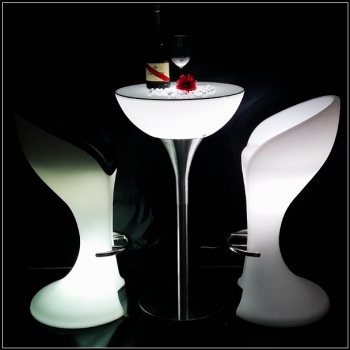 Table d’hospitalité éclairée par lumière LED 60x100cm, RGB, sans fil, Shine