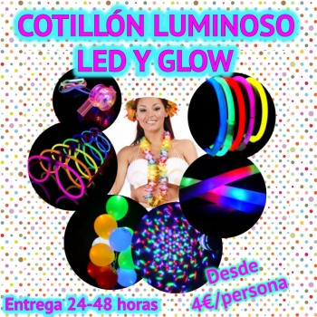 10 Cotillón Kit fiesta Luminoso LED y Glow Photocall Pack (SUPER)