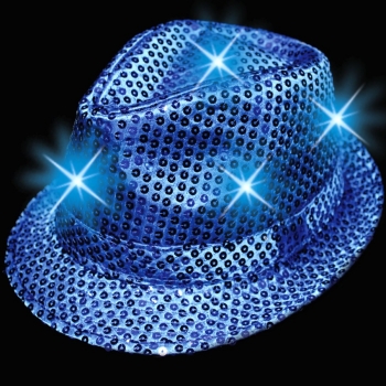 Sombreros fiesta Fedora, luminosos, azul